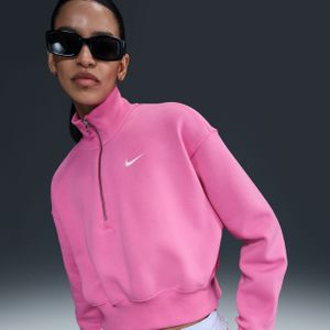 Nike Sportswear Phoenix Fleece cropped sweatshirt met korte rits voor dames - Roze