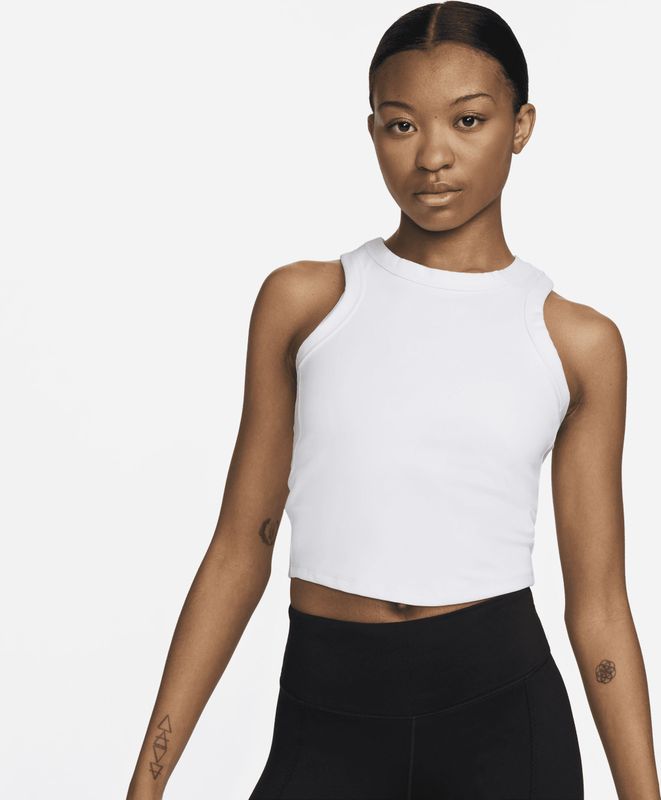 NIKE - ONE - Sporttop - Lichtgrijs/Wit - Mouwloos - Aansluitende Pasvorm