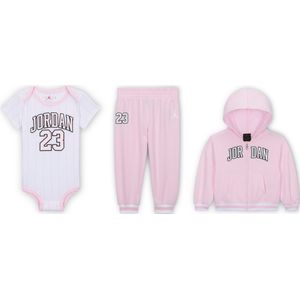 Jordan 23 driedelige babyset met hoodie met rits over de hele lengte (6-12) - Roze