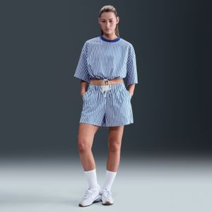 Nike Chill Poplin ruimvallende gestreepte damesshorts met halfhoge taille - Blauw