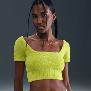 Nike Phoenix Cozy Bouclé cropped knit damestop met korte mouwen - Groen