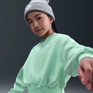 Nike Club Fleece sweatshirt met ronde hals en recht design voor meisjes - Groen