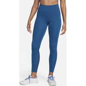Nike One 7/8-legging met halfhoge taille en mesh vlakken voor dames - Blauw