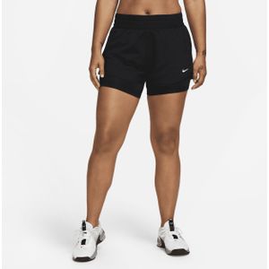Nike One Dri-FIT 2-in-1 damesshorts met halfhoge taille (8 cm) - Zwart