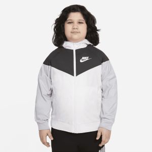 Nike Sportswear Windrunner ruimvallend jongensjack op heuplengte met capuchon (ruimere maten) - Wit