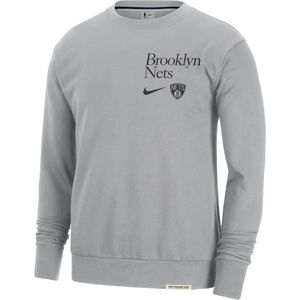 Brooklyn Nets Standard Issue Nike NBA-sweatshirt met ronde hals en Dri-FIT voor heren - Grijs