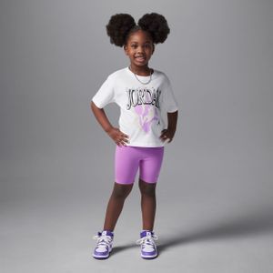 Jordan 1984 tweedelige retroset met bikeshorts voor kleuters - Paars