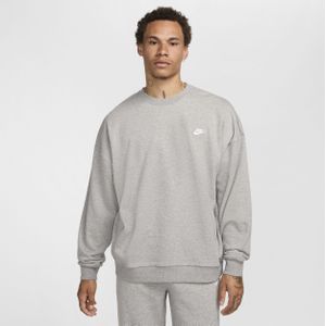 Nike Club Fleece oversized herentop van sweatstof met ronde hals - Grijs