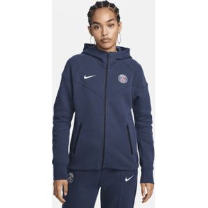 Paris Saint-Germain Tech Fleece Windrunner Nike voetbalhoodie met rits over de hele lengte voor dames - Blauw