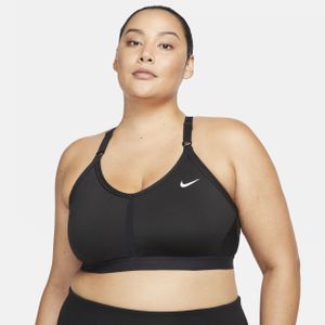 Nike Indy Gewatteerde sport-bh met V-hals en lichte ondersteuning (Plus Size) - Zwart