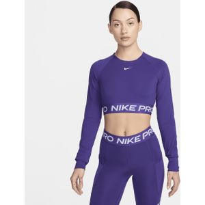 Nike Pro Dri-FIT korte top met lange mouwen voor dames - Paars