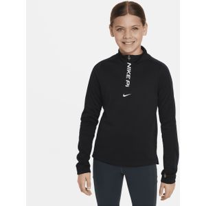 Nike Pro Dri-FIT meisjestop met lange mouwen en halflange rits - Zwart