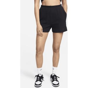 Nike Sportswear Chill Knit geribbelde damesshorts met hoge taille (8 cm) - Zwart