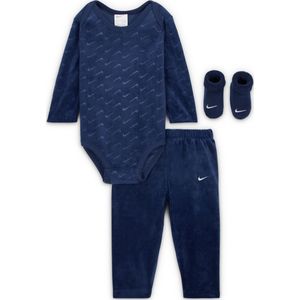 Nike Driedelige velours Swoosh set voor baby's (0-9 maanden) - Blauw