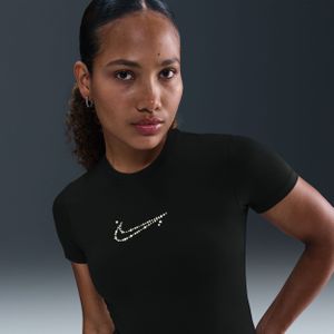 Nike aansluitend kort T-shirt voor dames - Zwart