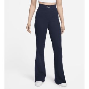 Nike Sportswear geribde damesbroek met uitlopende pijpen en hoge taille - Blauw