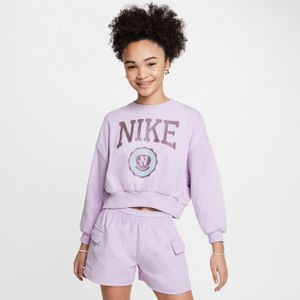 Nike Club sweatshirt van sweatstof met ronde hals voor meisjes - Paars