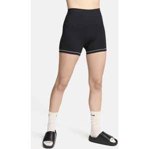 Nike One Rib bikershorts met hoge taille voor dames (13 cm) - Zwart