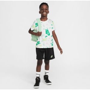 Nike set met T-shirt met print en lichte shorts van sweatstof voor kleuters - Zwart