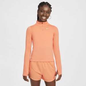 Nike Dri-FIT meisjestop met lange mouwen en korte rits - Roze