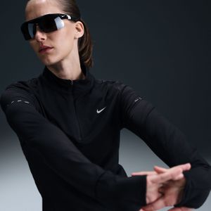 Nike Swift Dri-FIT hardlooptop met korte rits en uv-bescherming voor dames - Zwart