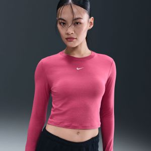 Nike Chill Knit korte aansluitende damestop met lange mouwen - Paars