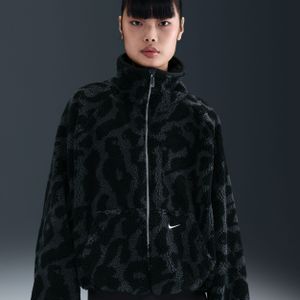 Nike hoogpolig fleecejack voor dames - Zwart
