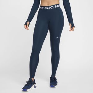 Nike Pro Legging met halfhoge taille en mesh vlakken voor dames - Blauw