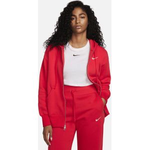 Nike Sportswear Phoenix Fleece Oversized fleecehoodie met rits over de hele lengte voor dames - Rood