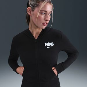 Nike damestop met rits over de hele lengte, capuchon en lange mouwen - Zwart