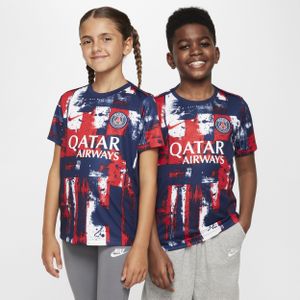 Paris Saint-Germain Academy Pro Thuis Nike Dri-FIT warming-uptop met korte mouwen voor kids - Blauw