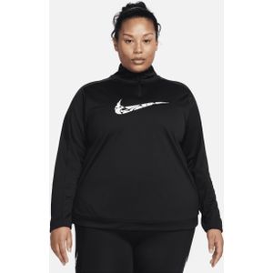 Nike Swoosh Dri-FIT tussenlaag met korte rits voor dames (Plus Size) - Zwart