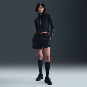 Nike Phoenix Fleece damesshorts met halfhoge taille (10 cm) - Zwart