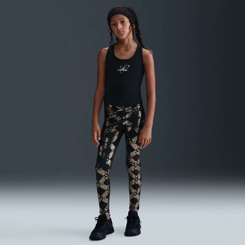 Nike One Legging met print en Dri-FIT voor meisjes - Zwart