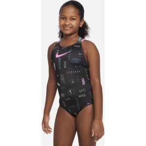 Nike eendelig zwempak met spiderback voor meisjes - Zwart