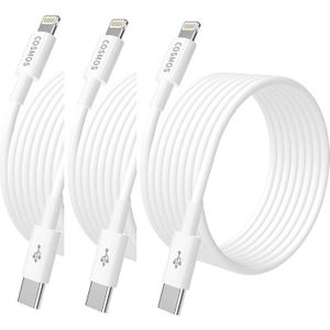 3X COSMOS USB-C Lightning opladerkabel - Lightning naar USBC oplaadkabel - Geschikt voor Apple iPhone