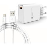 2 Meter oplaadkabel + 18W USB Snellader oplader met kabel - Geschikt voor Apple iPhone en iPad