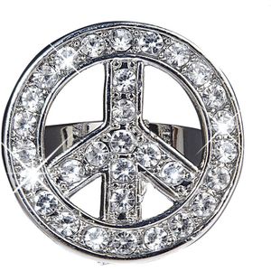 Love & Peace Strass Ring silber | Karneval & Fasching | Kostüme.com