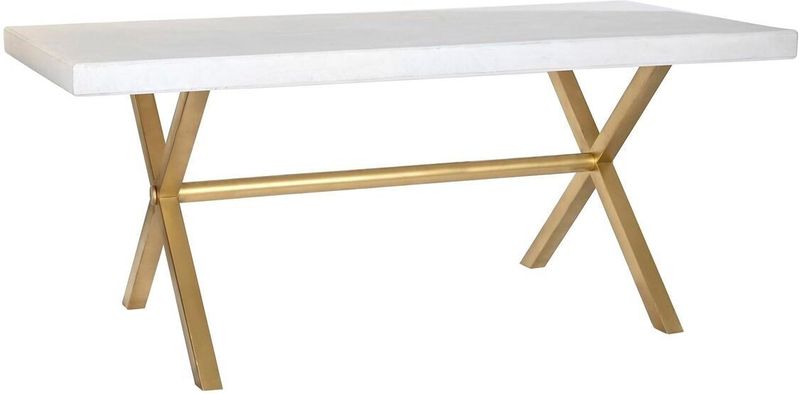 Esstisch DKD Home Decor Weiß Gold Messing Mango-Holz 180 x 90 x 76 cm
