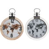 Wanduhr DKD Home Decor 40 x 4 x 54 cm Kristall Eisen Holz MDF Weltkarte (2 Stück)