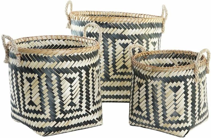 Korb-Set DKD Home Decor Schwarz natürlich Bambus 40 x 38 x 38 cm
