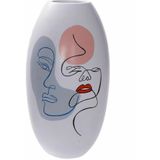Vase DKD Home Decor Gesicht Weiß Harz Bunt (20,5 x 20,5 x 38 cm)