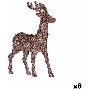 Deko-Figur Weihnachts-Rentier Glitzernd Rosa Gold Kunststoff 15 x 45 x 30 cm (8 Stück)