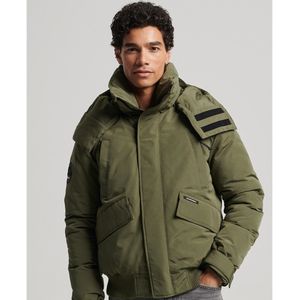 Warm bomberjasje met rits en kap Everest SUPERDRY. Polyester materiaal. Maten XXL. Groen kleur