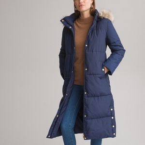 Lange donsjas, ritssluiting, winter ANNE WEYBURN. Polyester materiaal. Maten 36 FR - 34 EU. Blauw kleur