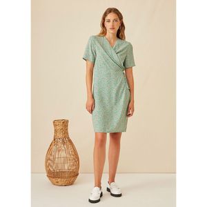 Lang wikkeljurk, kasjmier motief HARRIS WILSON. Viscose materiaal. Maten 40 FR - 38 EU. Groen kleur