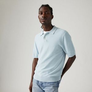 Gebreide polo van katoen en linnen LEVI'S. Katoen materiaal. Maten S. Blauw kleur