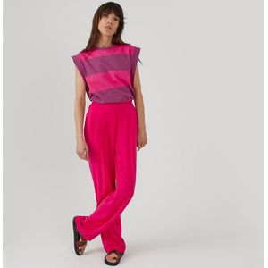 Soepele rechte broek LA REDOUTE COLLECTIONS. Polyester materiaal. Maten 52 FR - 50 EU. Roze kleur