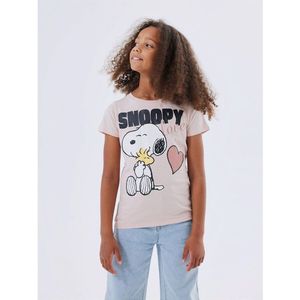 T-shirt met korte mouwen Snoopy NAME IT. Katoen materiaal. Maten 8 jaar - 126 cm. Roze kleur
