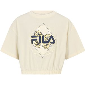 T-shirt, cropped model, korte mouwen FILA. Katoen materiaal. Maten 13/14 jaar - 153/156 cm. Beige kleur